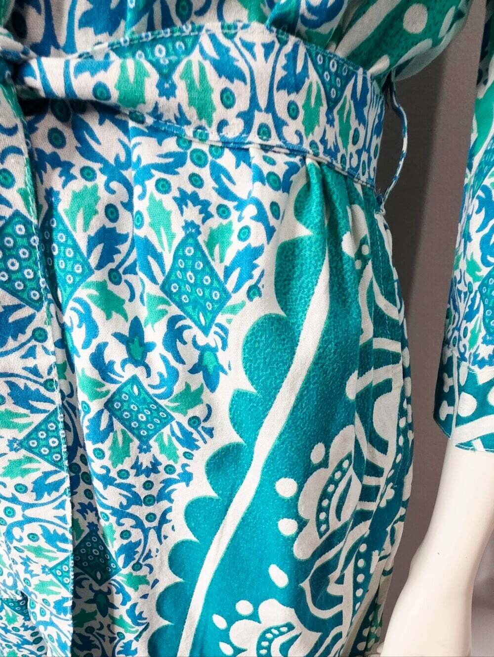 Turquoise Printed Kimono Robe - Women Intimates & Sleepwear - Picture 4 of 14